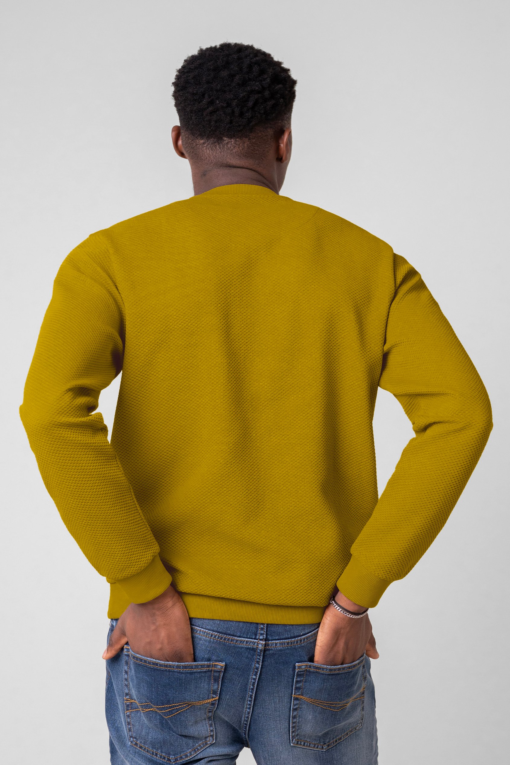 Mens Crew Neck Design Rib Sweatshirt