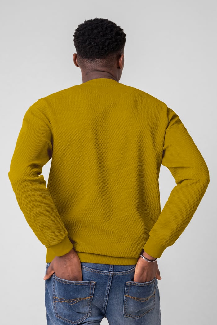 Mens Crew Neck Design Rib Sweatshirt