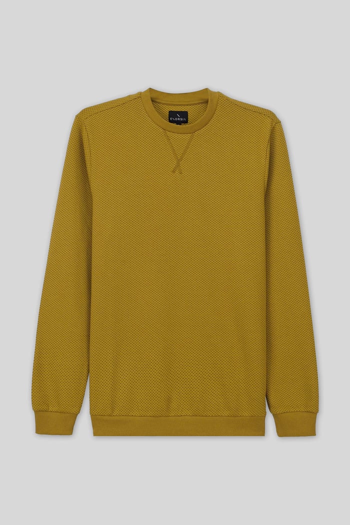 Mens Crew Neck Design Rib Sweatshirt