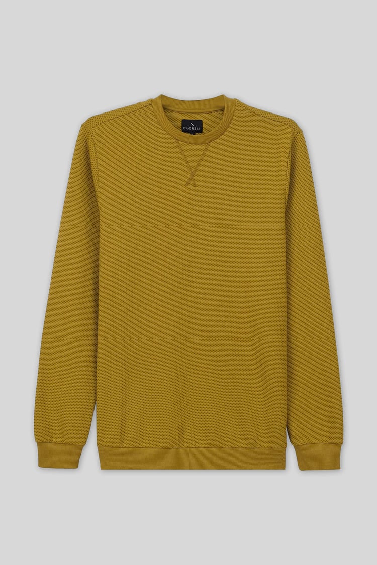 Mens Crew Neck Design Rib Sweatshirt