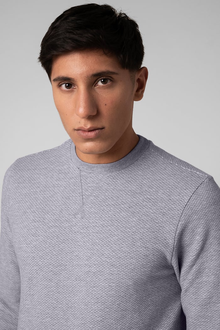 Mens Crew Neck Design Rib Sweatshirt