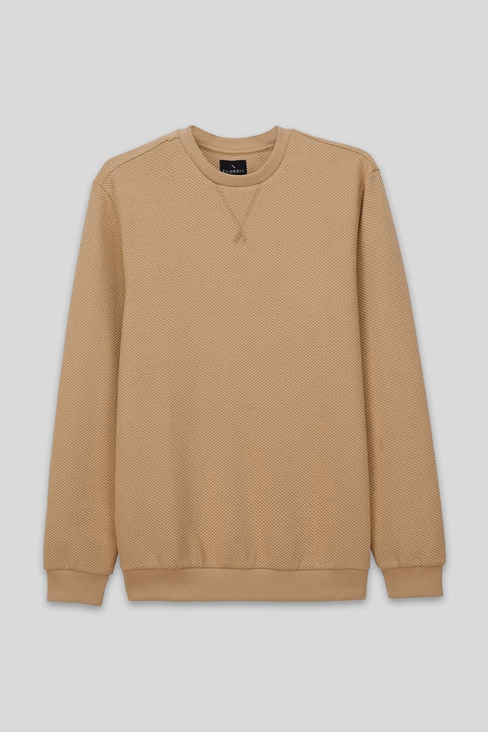 Mens Crew Neck Design Rib Sweatshirt