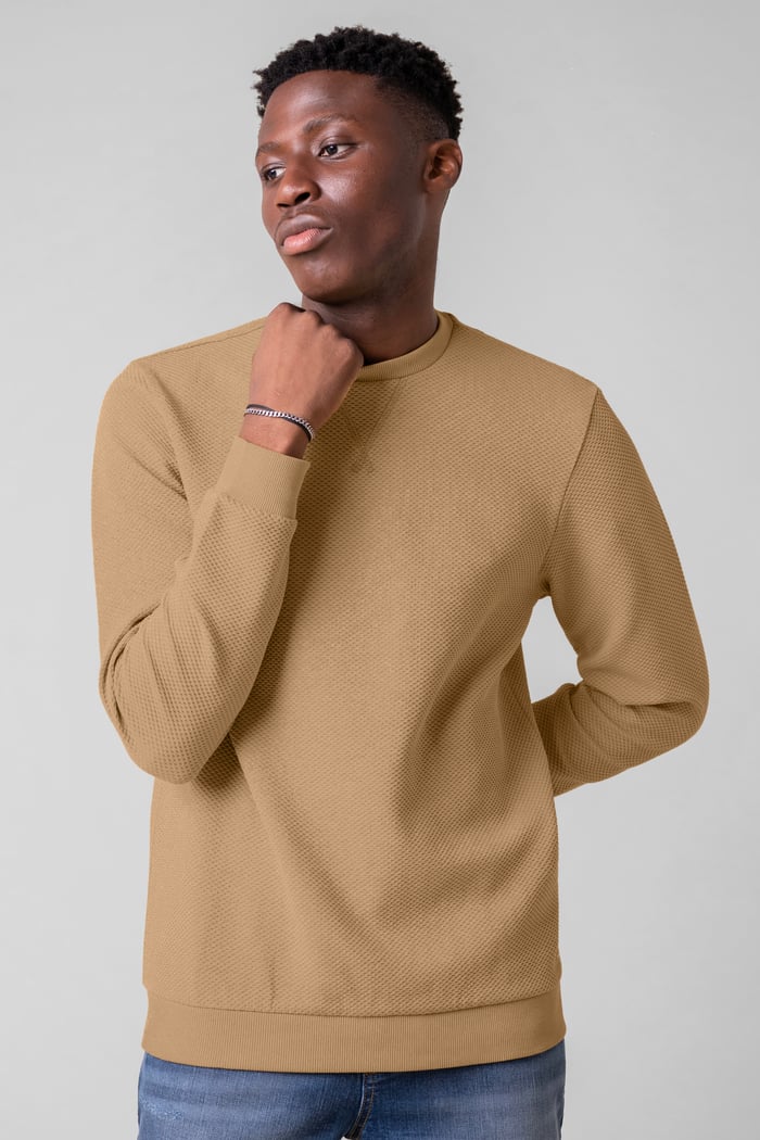 Mens Crew Neck Design Rib Sweatshirt