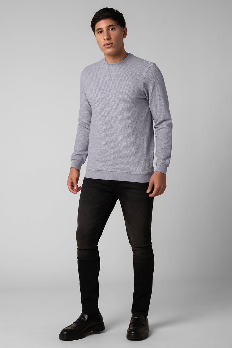 Mens Crew Neck Design Rib Sweatshirt
