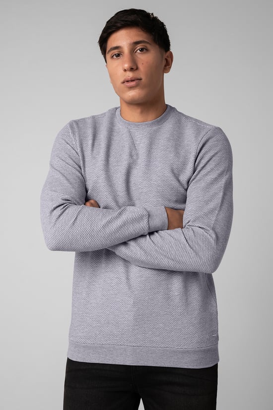 Mens Crew Neck Design Rib Sweatshirt