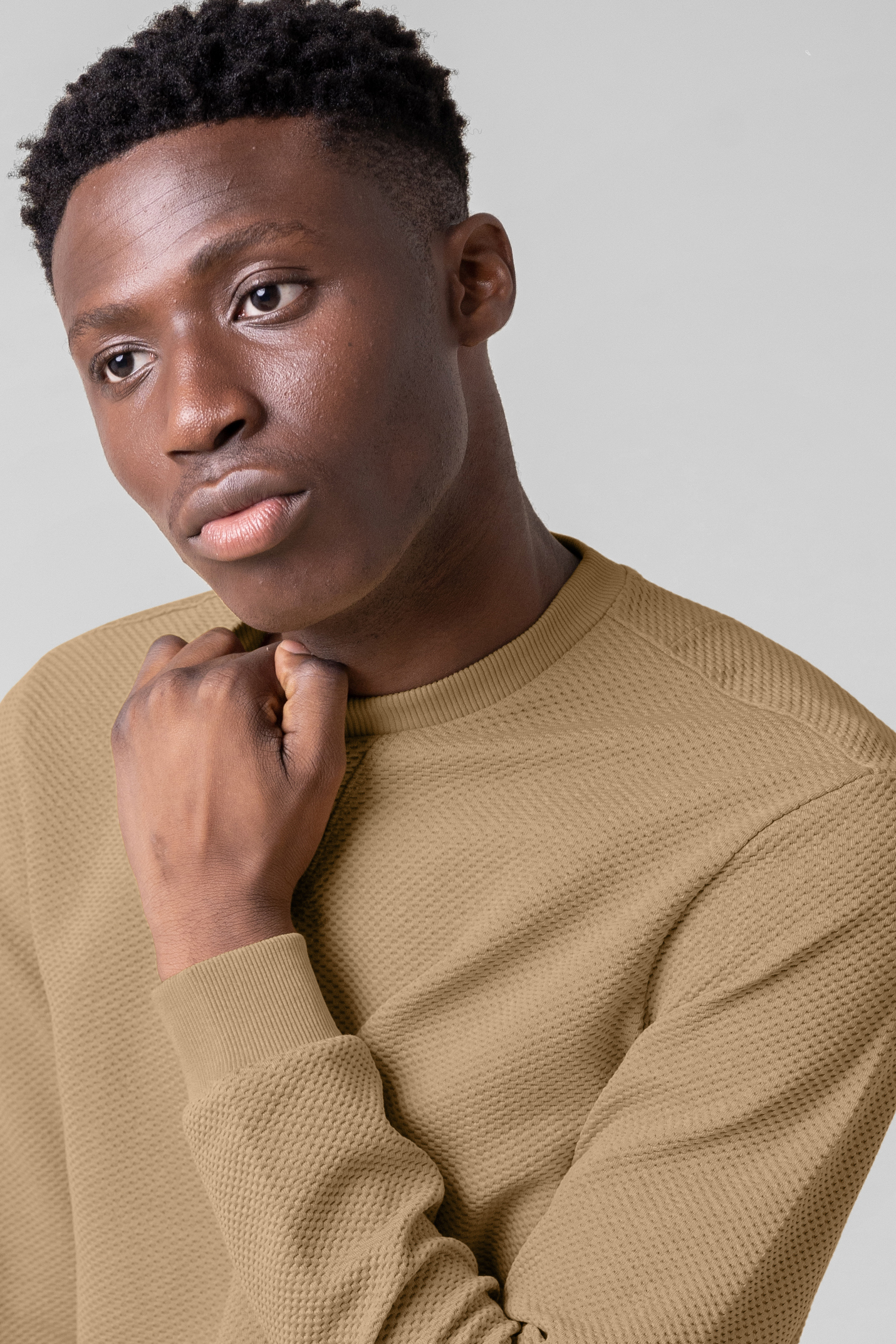 Mens Crew Neck Design Rib Sweatshirt