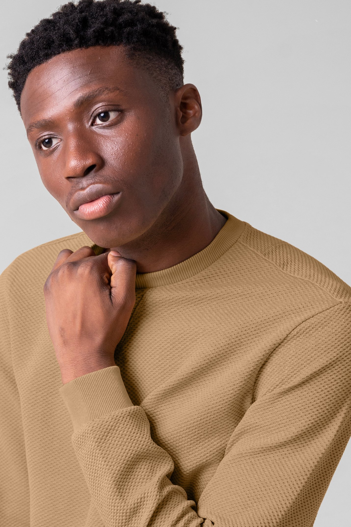 Mens Crew Neck Design Rib Sweatshirt