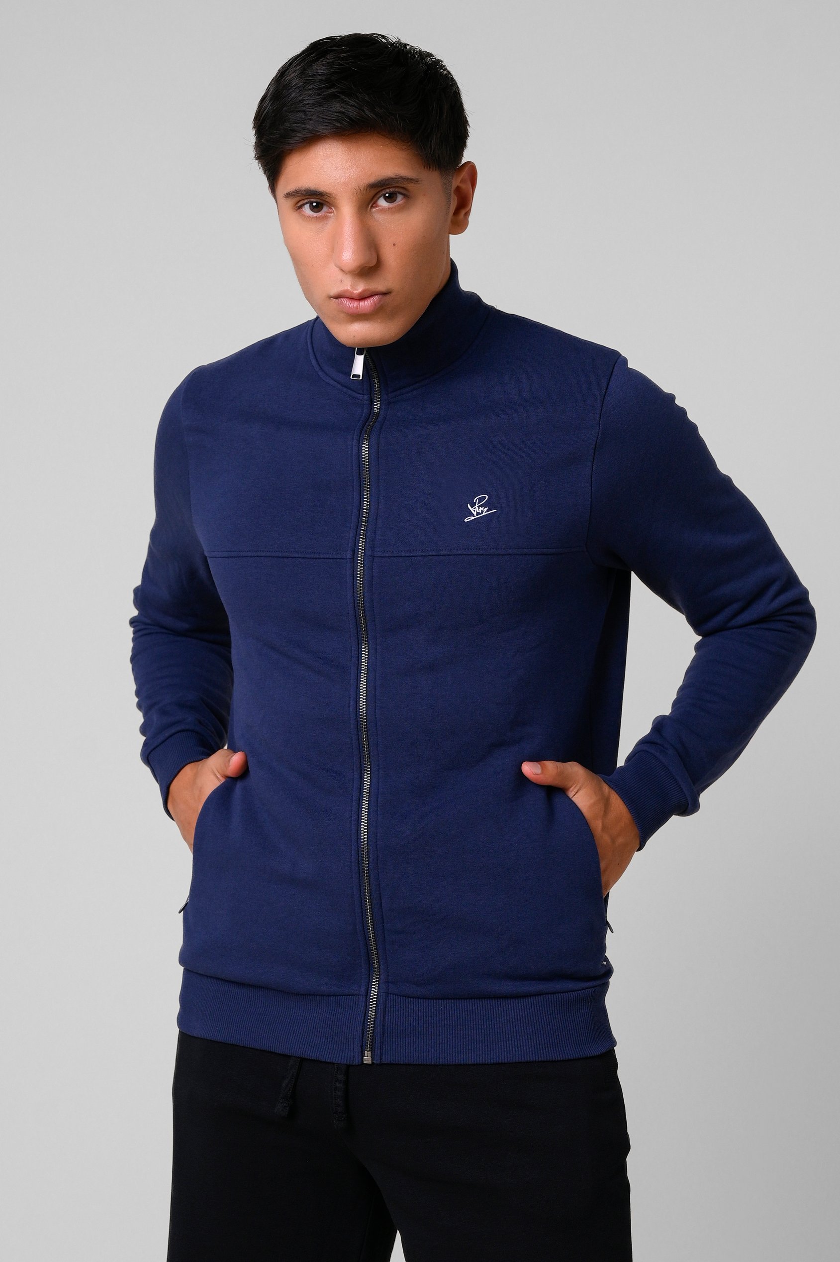 Mens Zip-Up Mock Neck Sweatshirt