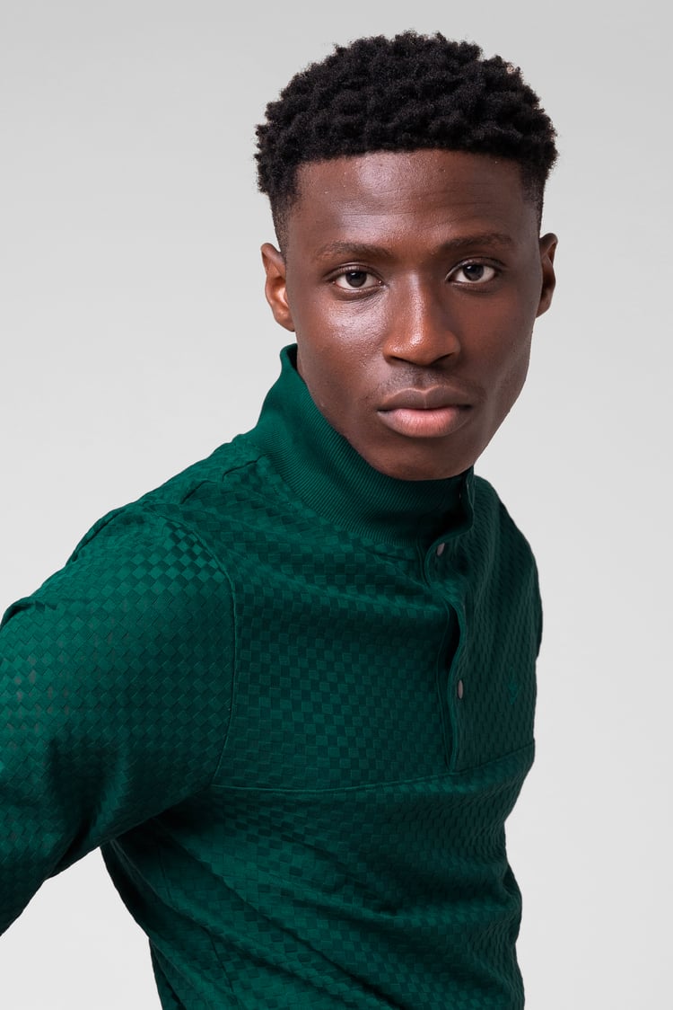 Textured Pattern High Neck Sweatshirt