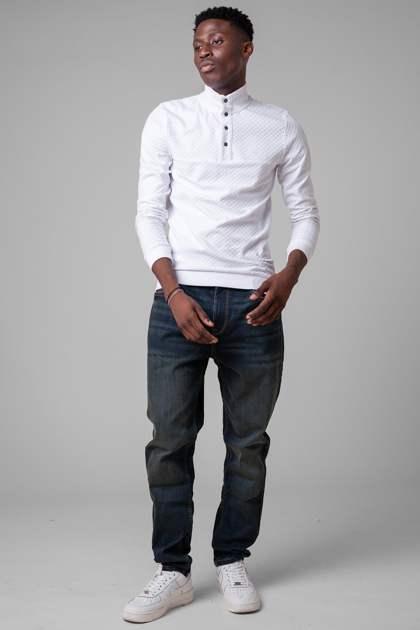 Textured Pattern High Neck Sweatshirt