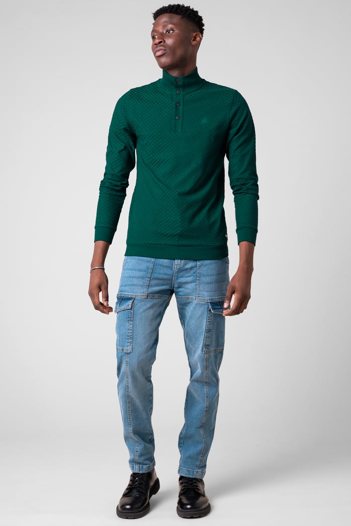 Textured Pattern High Neck Sweatshirt