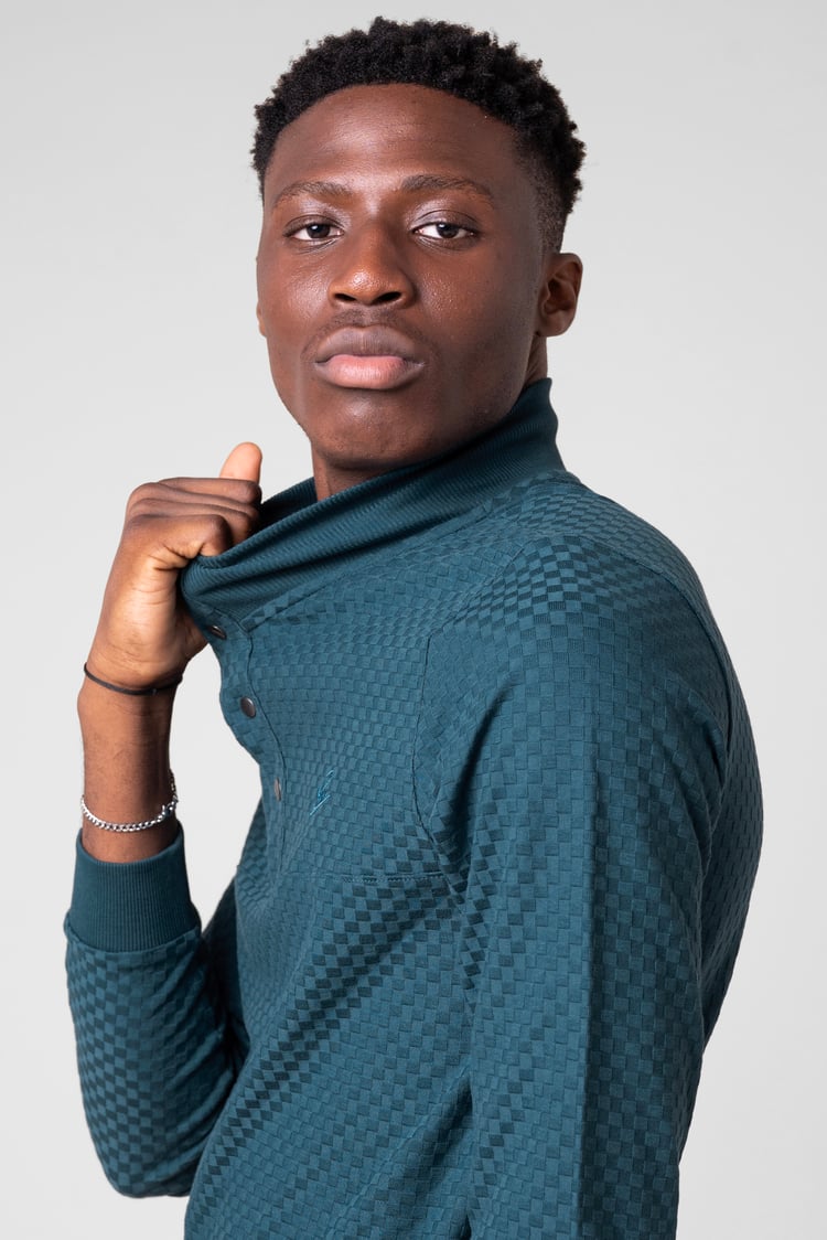 Textured Pattern High Neck Sweatshirt