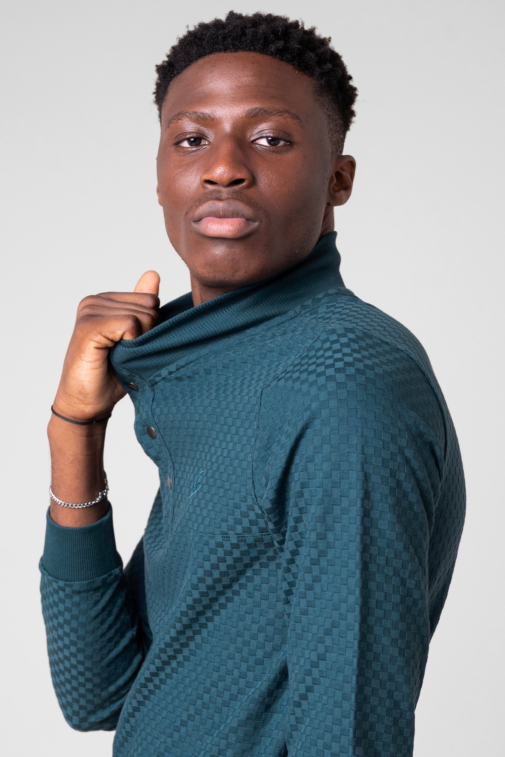 Textured Pattern High Neck Sweatshirt