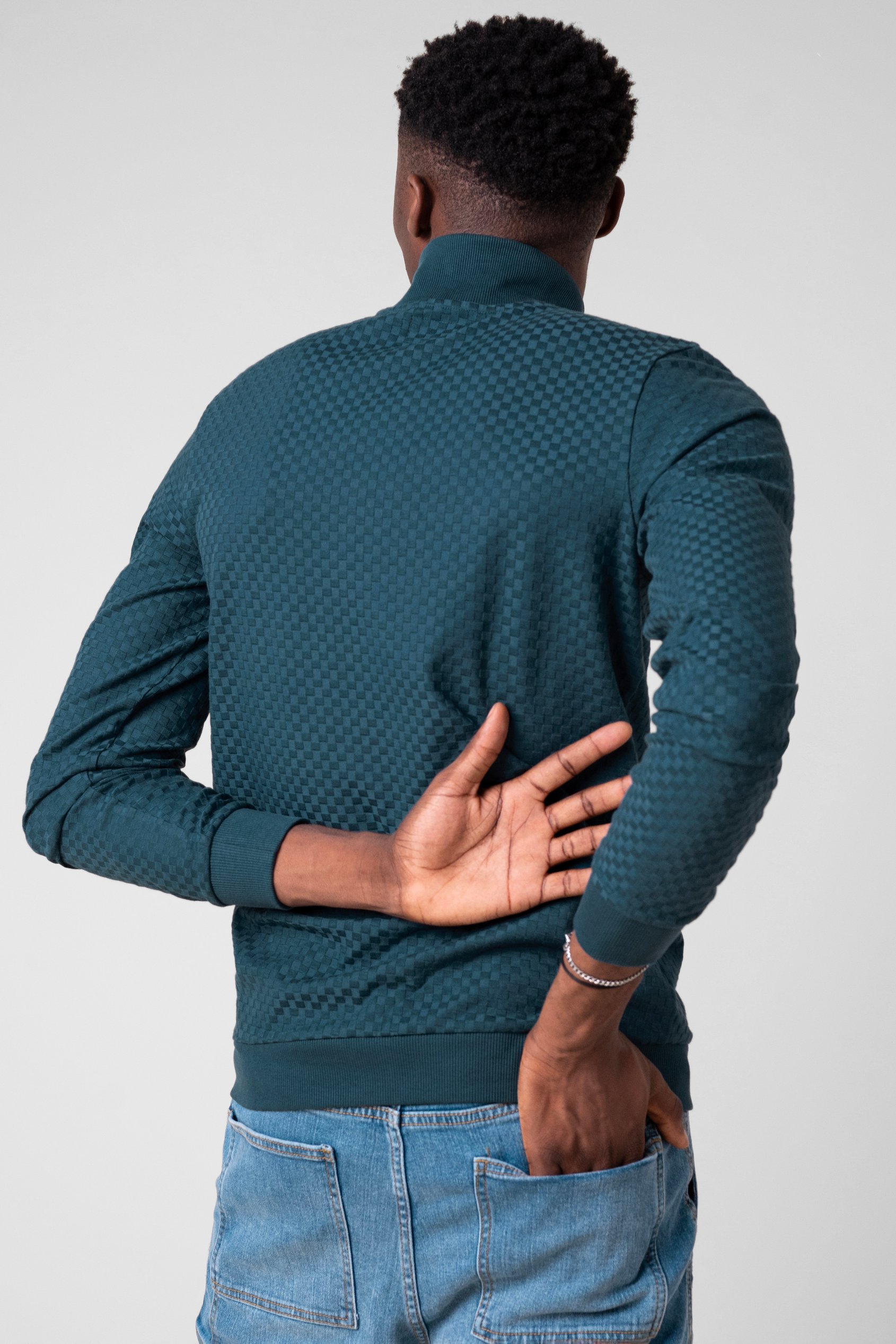 Textured Pattern High Neck Sweatshirt