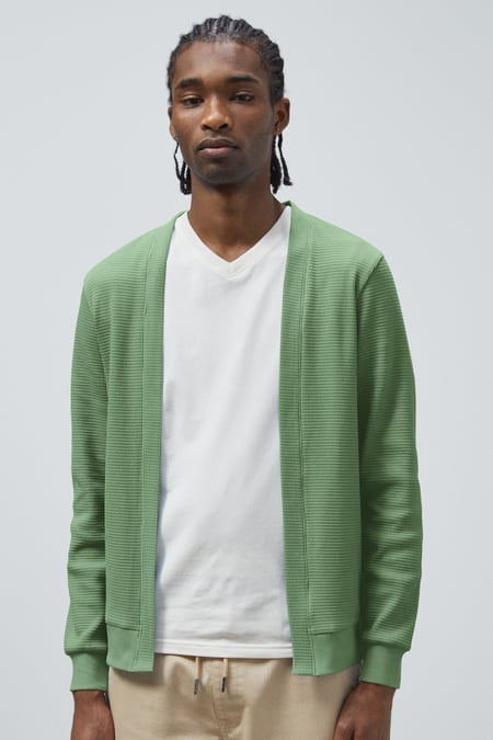 Green Waffle Cardigan