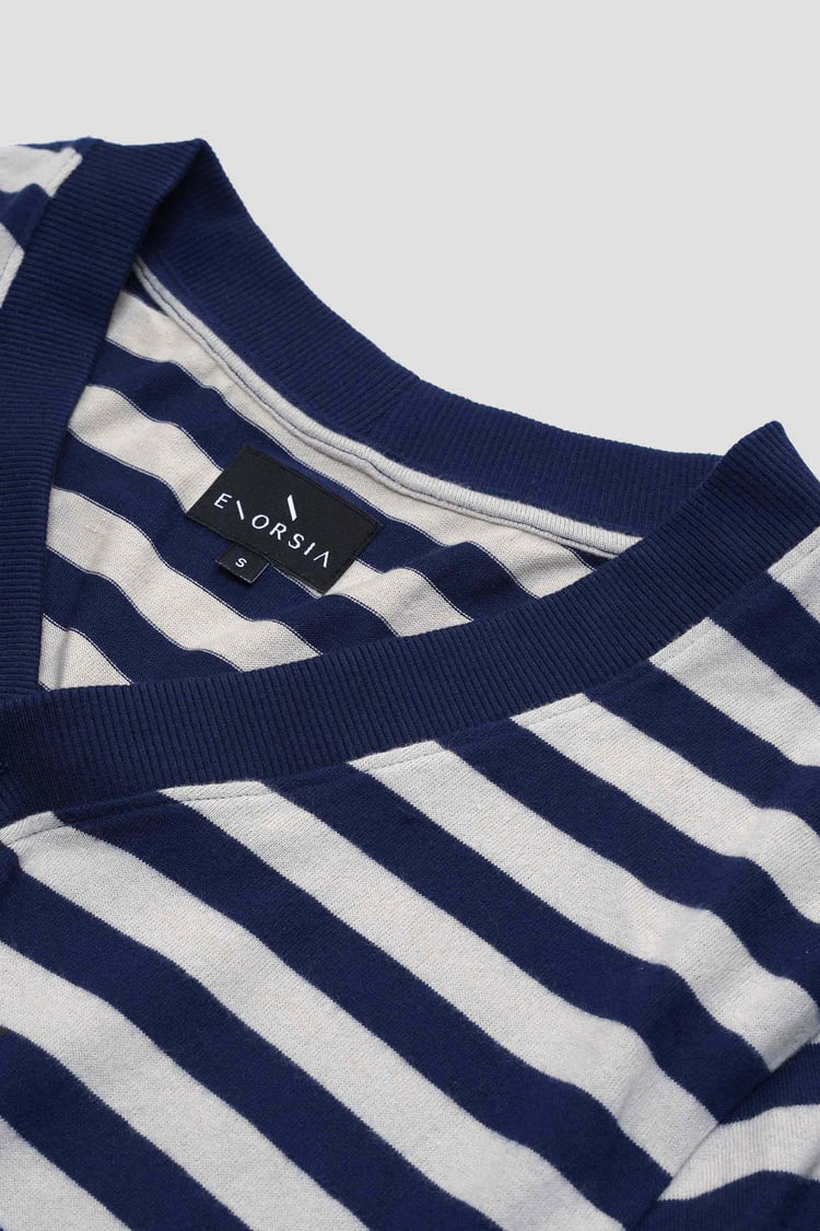 Striped V-neck Button Front Cardigan