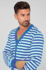 Striped V-neck Button Front Cardigan