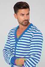 Striped V-neck Button Front Cardigan