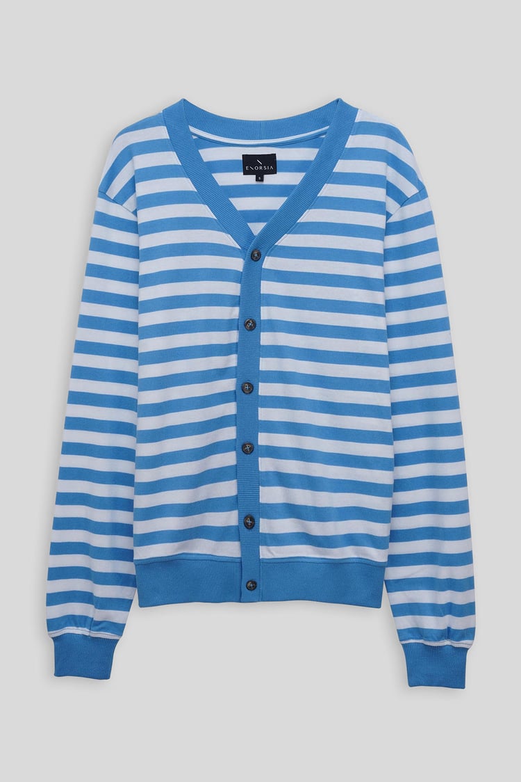 Striped V-neck Button Front Cardigan