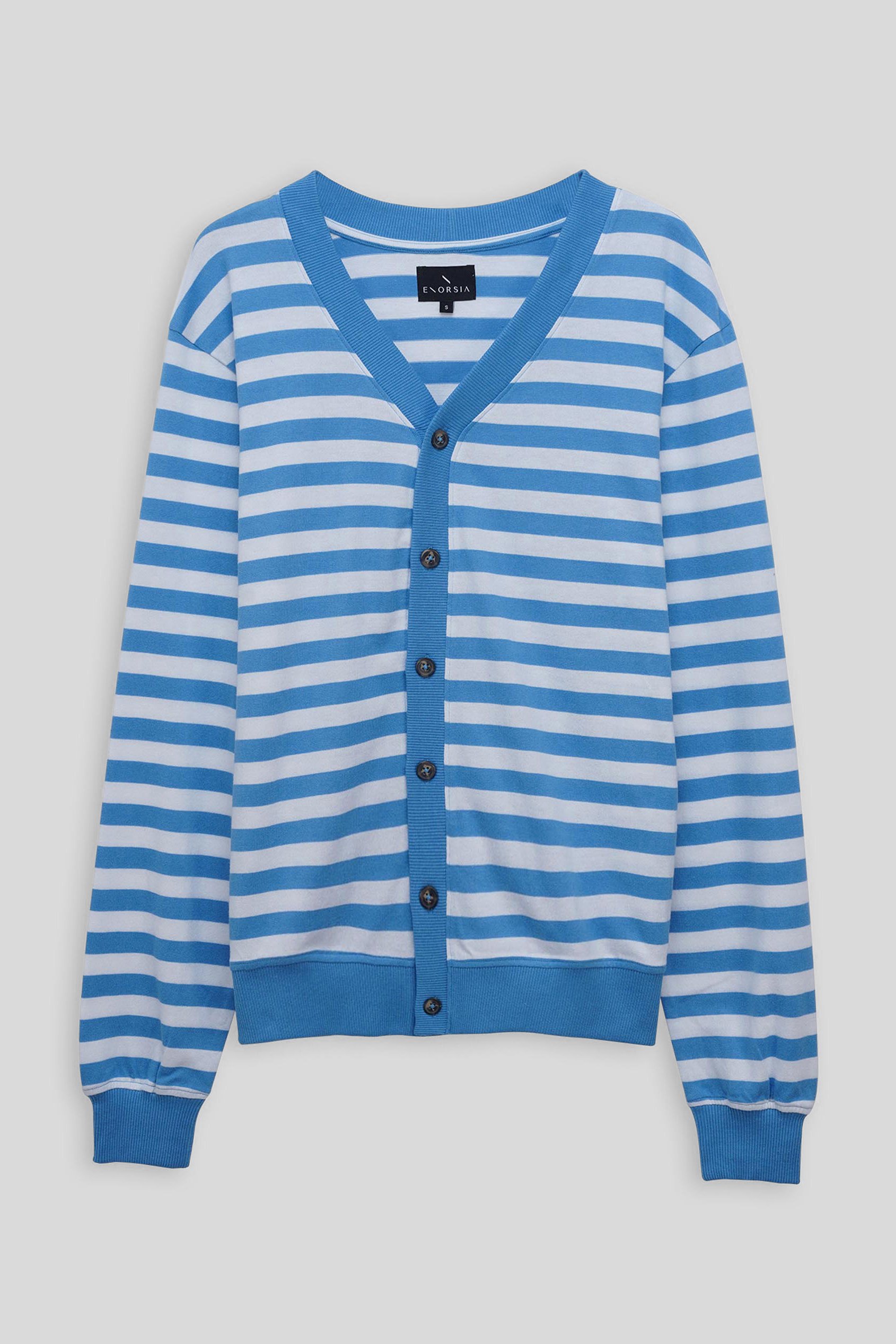 Striped V-neck Button Front Cardigan
