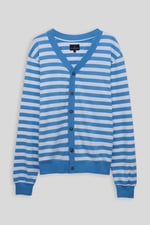 Striped V-neck Button Front Cardigan