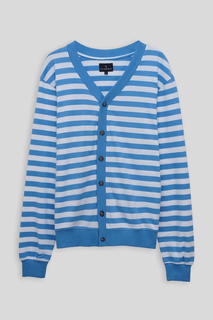 Striped V-neck Button Front Cardigan