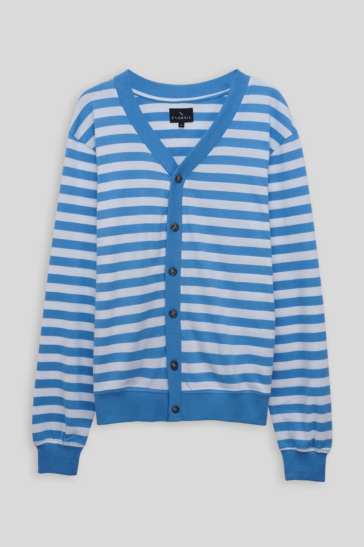 Striped V-neck Button Front Cardigan