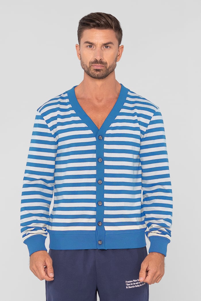 Striped V-neck Button Front Cardigan