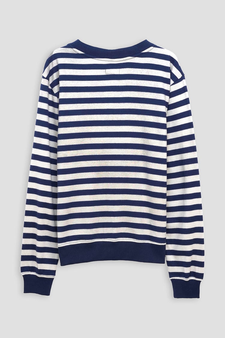 Striped V-neck Button Front Cardigan