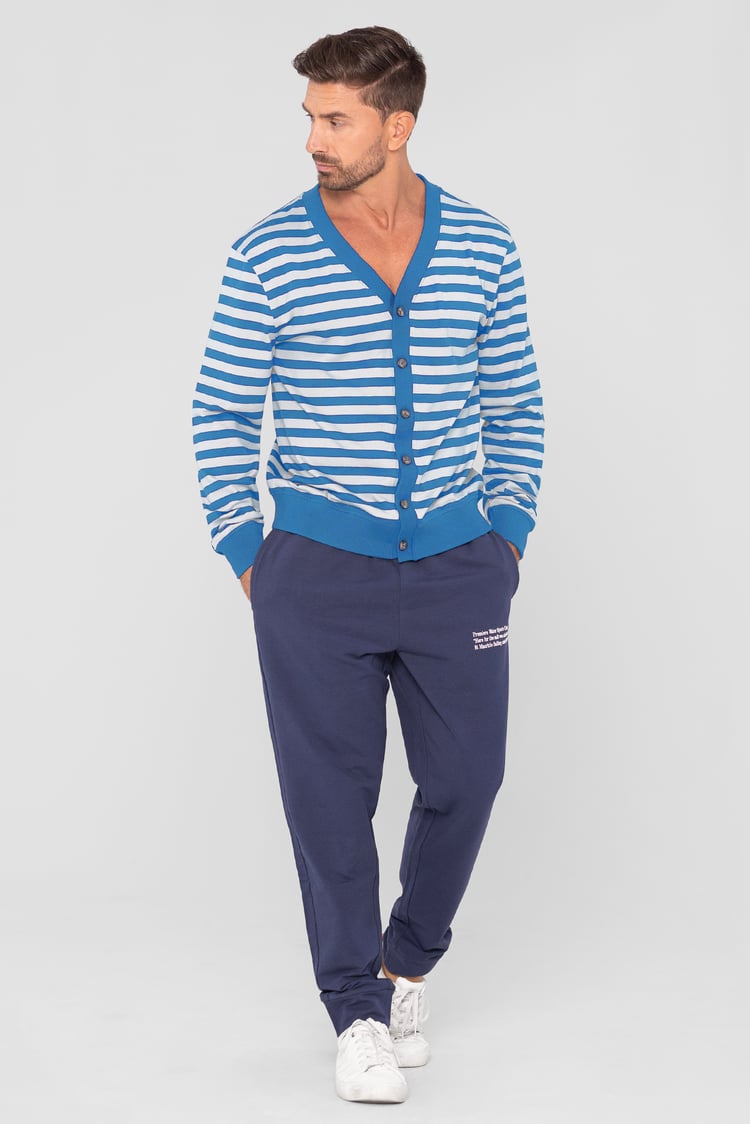 Striped V-neck Button Front Cardigan