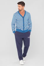 Striped V-neck Button Front Cardigan