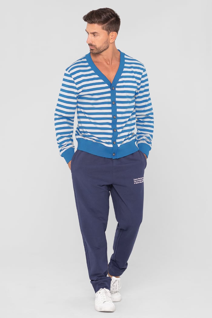 Striped V-neck Button Front Cardigan