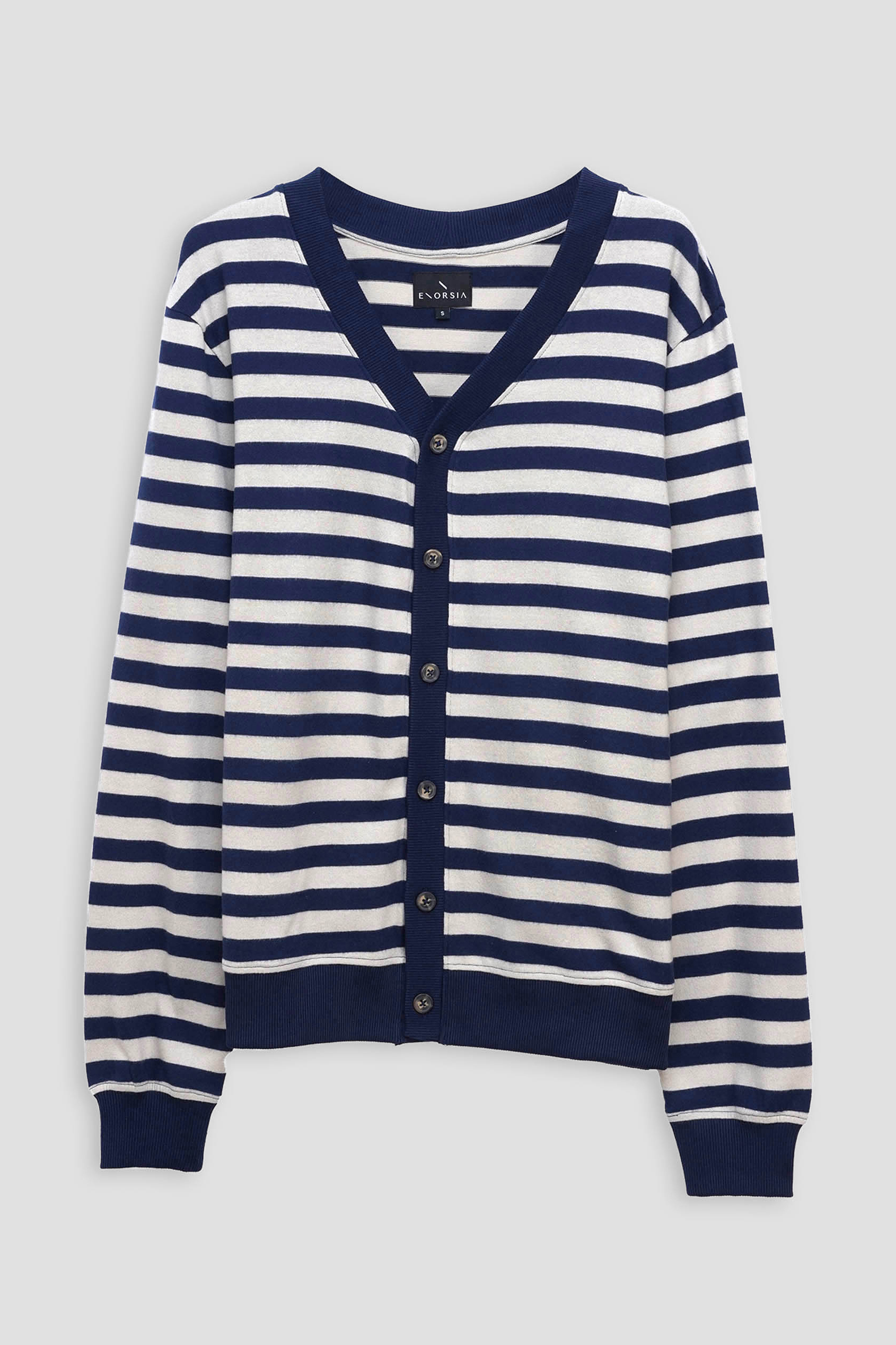 Striped V-neck Button Front Cardigan