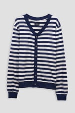 Striped V-neck Button Front Cardigan