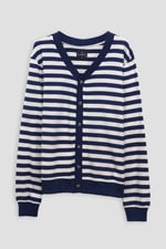 Striped V-neck Button Front Cardigan