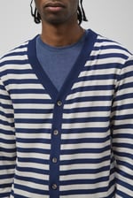 Striped V-neck Button Front Cardigan