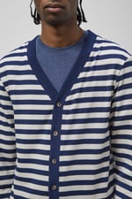 Striped V-neck Button Front Cardigan