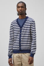 Striped V-neck Button Front Cardigan