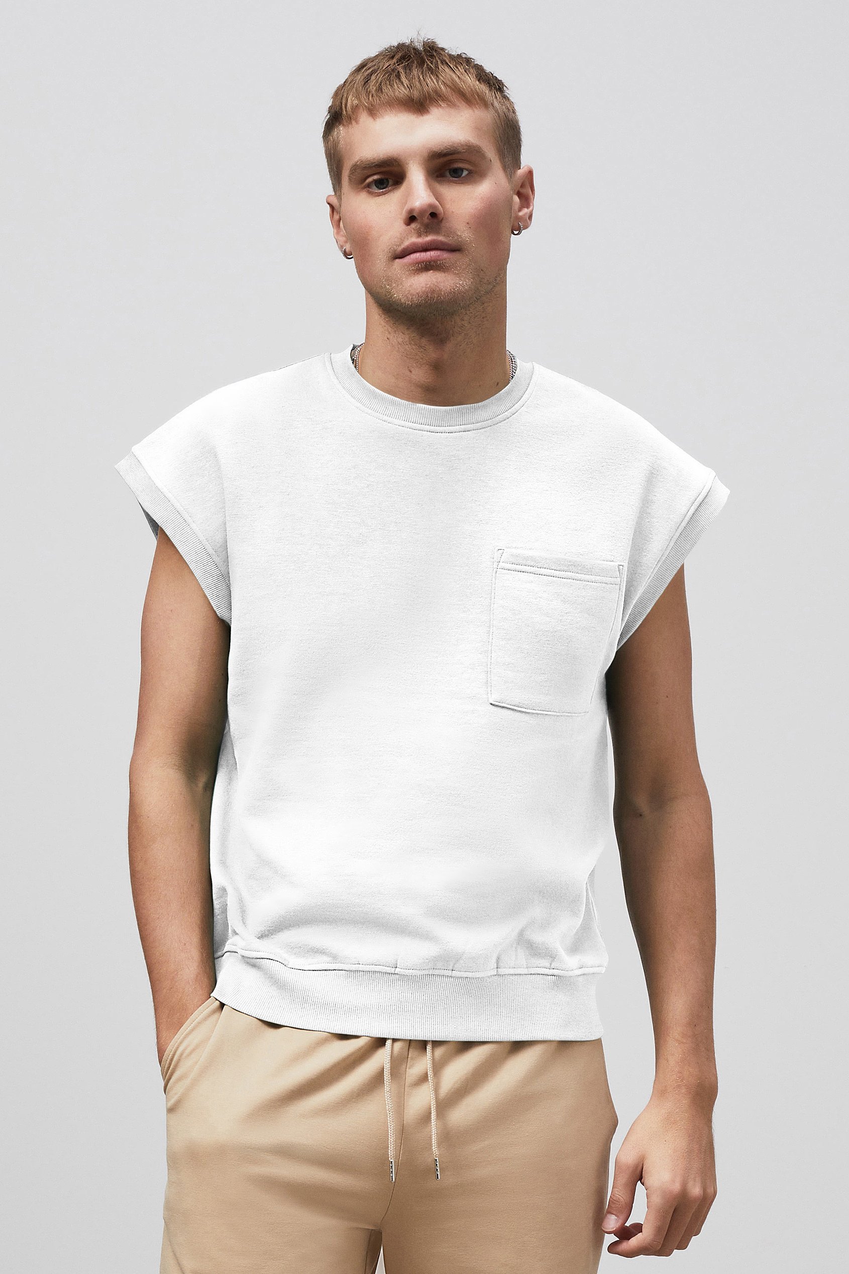 Crew Neck Sleeveless Sweatshirt