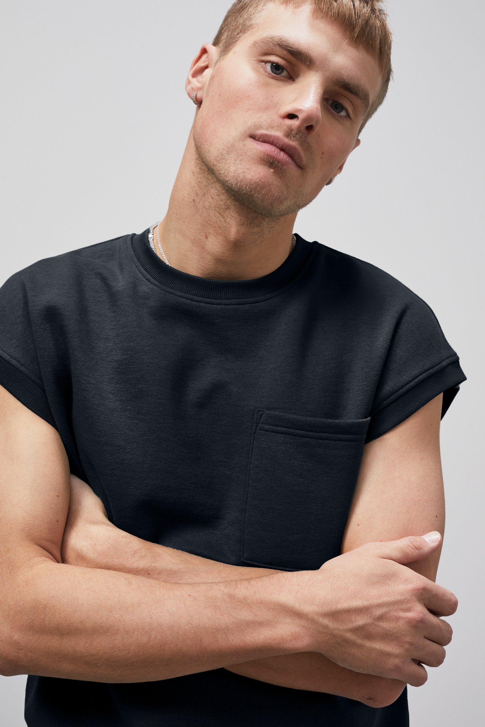 Crew Neck Sleeveless Sweatshirt