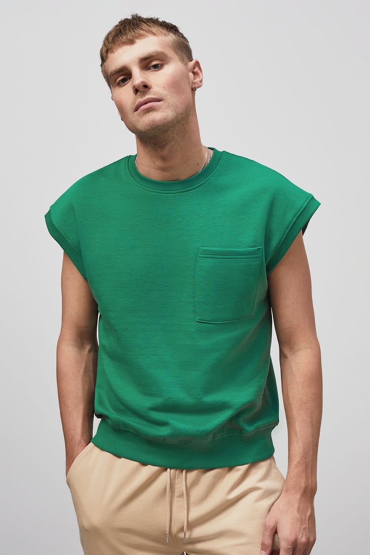 Crew Neck Sleeveless Sweatshirt
