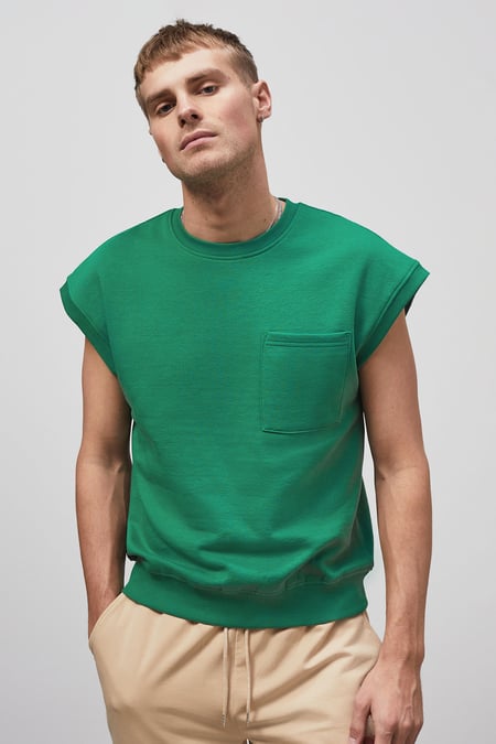 Black Crew Neck Sleeveless Sweatshirt