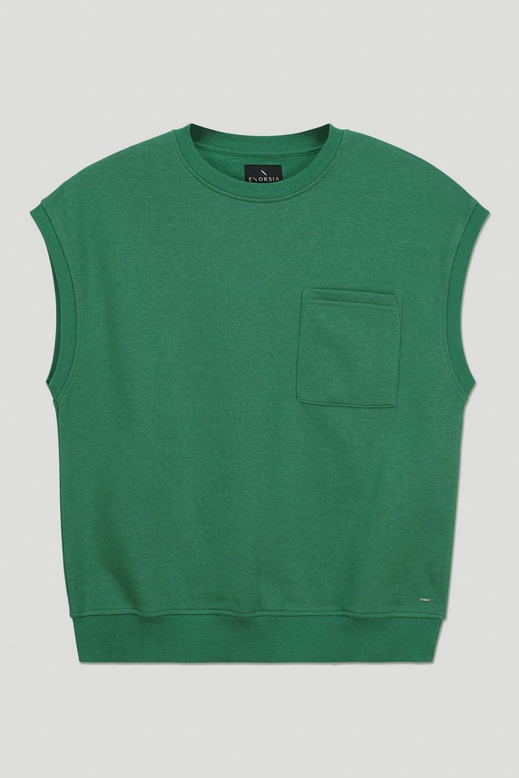 Crew Neck Sleeveless Sweatshirt