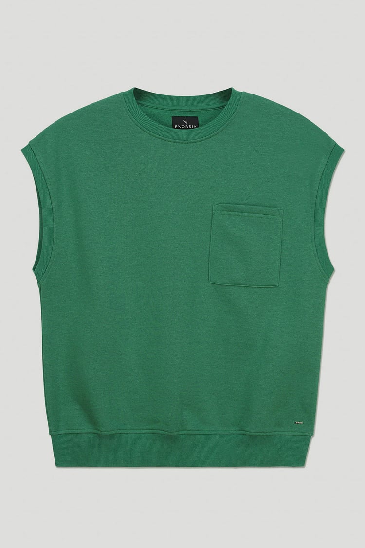 Crew Neck Sleeveless Sweatshirt