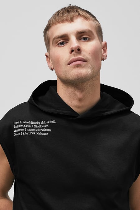 Black Contrast Printed Hoodie