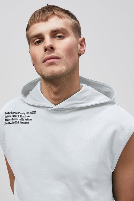 White Contrast Printed Hoodie