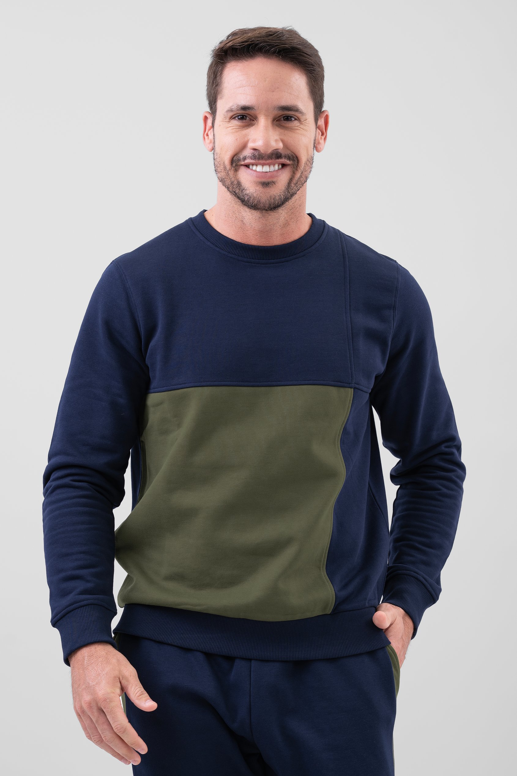 Crew Neck Colour Block Sweatshirt