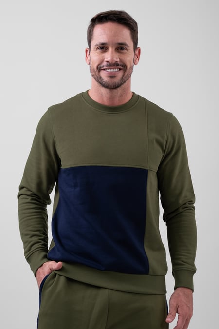 White Crew Neck Colour Block Sweatshirt