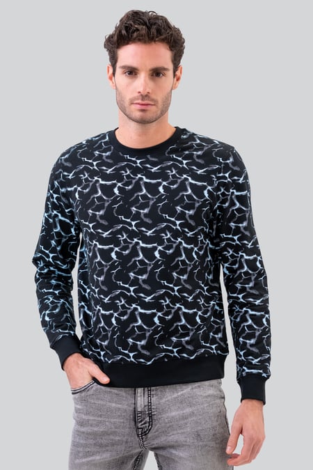 Mens Black Crack Print Sweatshirt