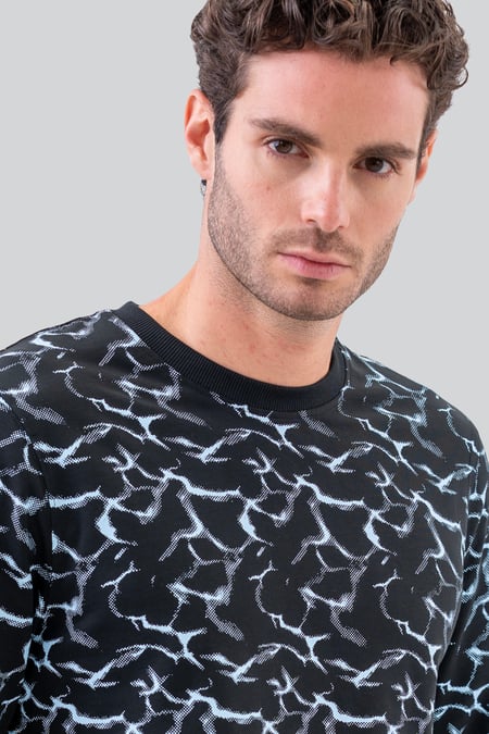 Mens Black Crack Print Sweatshirt